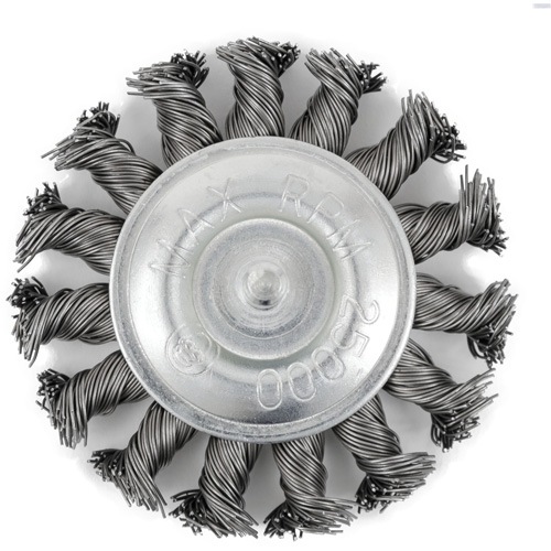 Brosse radiale &agrave; fils nou&eacute;s torsad&eacute;s mont&eacute; sur mandrin EKR275-20, 3", Fils ,02", Tige 1/4" Nia-Chem Ltd.