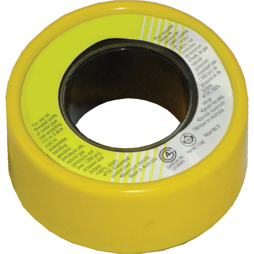 PFTE Gas Thread Sealant Tape, 236" L x 1/2" W, Yellow Nia-Chem Ltd.