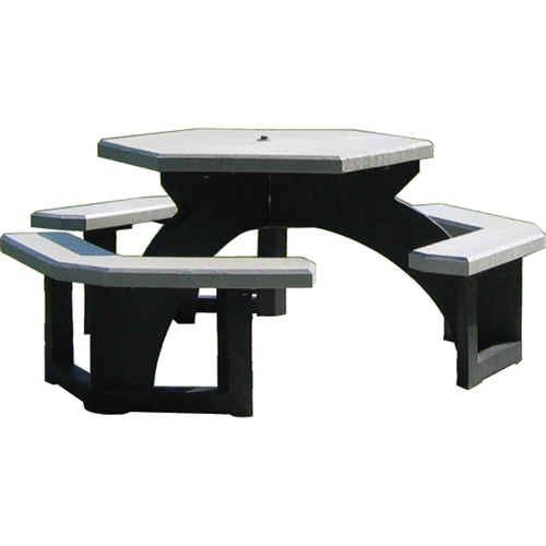 Recycled Plastic Hexagon Picnic Tables, 78" L x 78" W, Grey Nia-Chem Ltd.