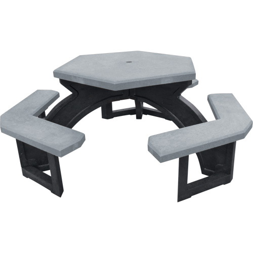 Recycled Plastic Hexagon Picnic Tables, 78" L x 78" W, Grey Nia-Chem Ltd.