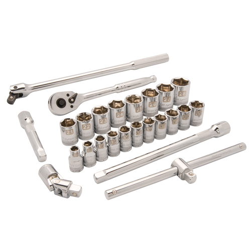 Metric Socket Set, 25 Pcs, 1/2" Drive Size Nia-Chem Ltd.