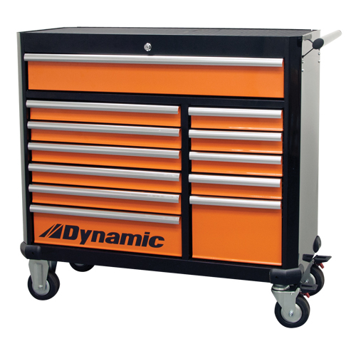 Armoire &agrave; outils mobile, 12 tiroirs, 42" la x 18" p x 41" h, Noir/Orange Nia-Chem Ltd.