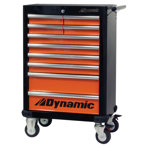 Armoire &agrave; outils mobile, 10 tiroirs, 28" la x 18" p x 43-1/4" h, Noir/Orange Nia-Chem Ltd.