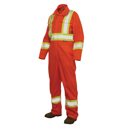 Unlined Safety Coveralls, Large, High Visibility Orange Nia-Chem Ltd.