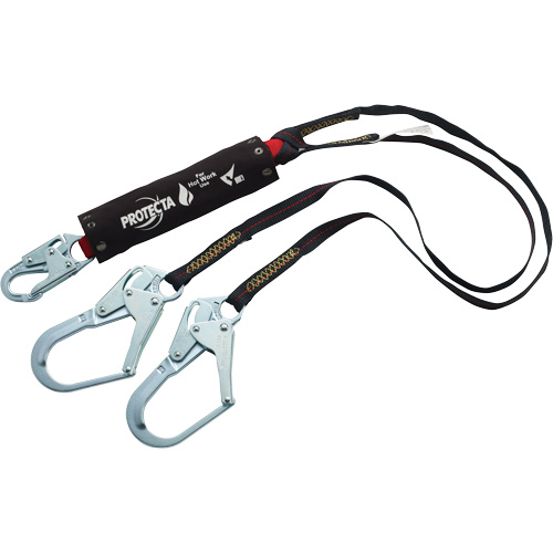 PRO Shock-Absorbing Lanyard, 6', Rebar Hook Center, Snap Hook Leg Ends, Kevlar&reg; Nia-Chem Ltd.