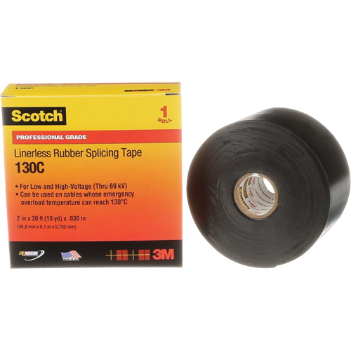 Ruban d'&eacute;pissage sans support en caoutchouc de calibre professionnel Scotch, 50,8 mm (2") la x 9 m (30') lo, 30 mils, Noir Nia-Chem Ltd.