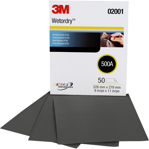 Feuille abrasive 411Q Wetordry, 9" x11", Grain 500, Carbure de silicium Nia-Chem Ltd.