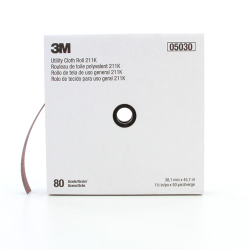 Rouleau de toile abrasive utilitaire 211K, Oxyde d'aluminium, 1-1/2" la x 150' lo, Grain 80 Nia-Chem Ltd.