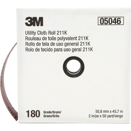 Rouleau de toile abrasive utilitaire 211K, Oxyde d'aluminium, 2" la x 150' lo, Grain 180 Nia-Chem Ltd.