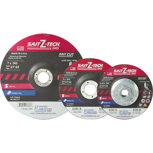Cutting Wheel, 7" x 0.045", 7/8" Arbor, Type 27, Zirconium, 8500 RPM Nia-Chem Ltd.