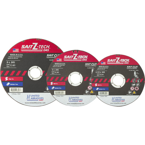 Disque de coupe Z-Tech TM, 5" x 0,045", Arbre de 7/8", Type 1, Zirconium, 12 200 Tr/min Nia-Chem Ltd.