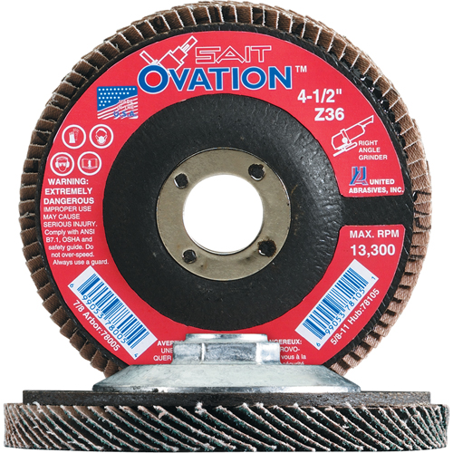 Ovation Flap Disc, 4-1/2" x 7/8", Type 27, 36 Grit, Zirconium Nia-Chem Ltd.