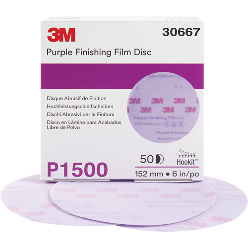 Disque de finition en pellicule violet Hookit, dia 6", Grain P1500, Oxyde d'aluminium Nia-Chem Ltd.