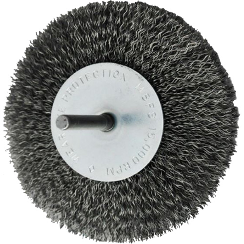 Brosses mont&eacute;es &agrave; fils cr&ecirc;p&eacute;s circulaires, 4", Fils 0,008", Tige 1/4" Nia-Chem Ltd.