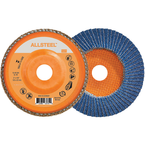 AllSteel Flap Disc, 5" x 7/8", Type 27, 40 Grit, Zirconia Alumina Nia-Chem Ltd.