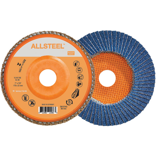 ALLSTEEL Flap Disc, 7" x 7/8", Type 27, 80 Grit, Zirconia Alumina Nia-Chem Ltd.