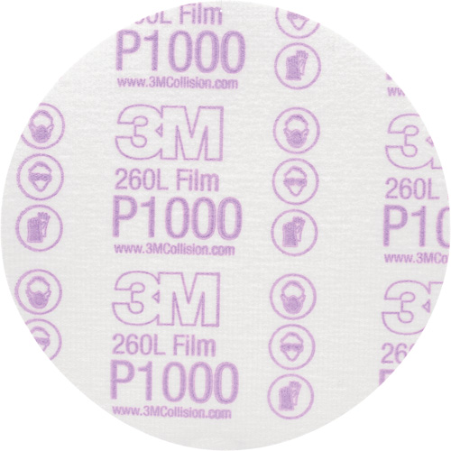 Disque de finition en pellicule Hookit, dia 6", Grain P1000, Oxyde d'aluminium, Ruban Nia-Chem Ltd.