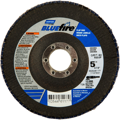 BlueFire Flap Disc, 5" x 7/8", Type 29, 36 Grit, Zirconia Alumina Nia-Chem Ltd.