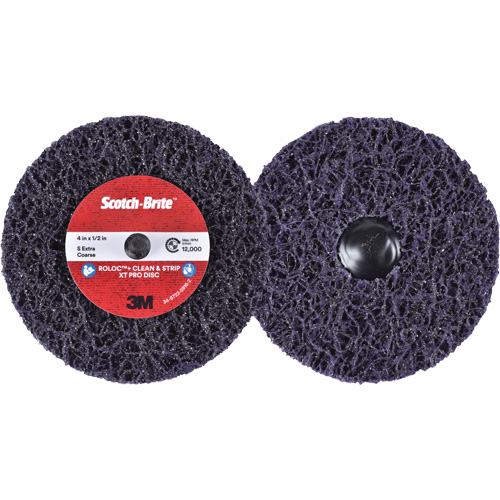 Disque  Clean and Strip  XT Pro Roloc Scotch-Brite, 4" dia., Grain Extra grossier, Carbure de silicium Nia-Chem Ltd.