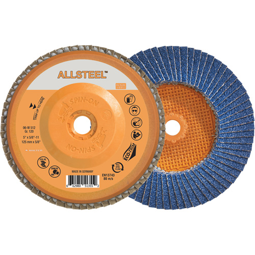 ALLSTEEL Flap Disc, 5" x 5/8"-11, Type 27, 120 Grit, Zirconia Alumina Nia-Chem Ltd.