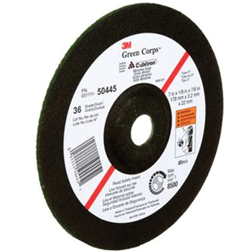 Meule &agrave; moyeu d&eacute;port&eacute; Green Corps, 7" x 1/8", Arbre 7/8", C&eacute;ramique, Type 27 Nia-Chem Ltd.