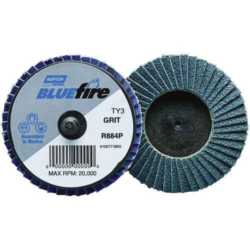 BlueFire&reg; R884P Plastic Flat Mini Flap Disc, 2" x Type 27, P60 Grit, Zirconia Alumina Nia-Chem Ltd.