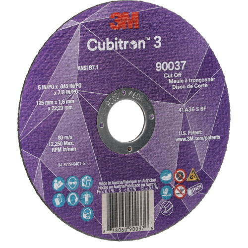 Cubitron 3 Cut-Off Wheel, 5" x 0.045", 7/8" Arbor, Type 1, Ceramic, 12250 RPM Nia-Chem Ltd.