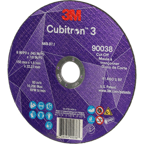 Cubitron 3 Cut-Off Wheel, 6" x 0.045", Type T27, Ceramic, 10200 RPM Nia-Chem Ltd.