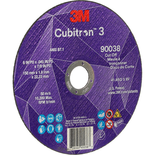 Cubitron 3 Cut-Off Wheel, 6" x 0.045", Type T27, Ceramic, 10200 RPM Nia-Chem Ltd.