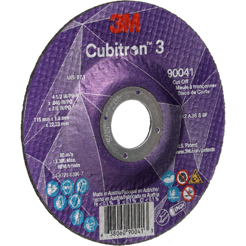 Cubitron 3 Cut-Off Wheel, 4-1/2" x 0.045", 7/8" Arbor, Type T27, Ceramic, 13300 RPM Nia-Chem Ltd.