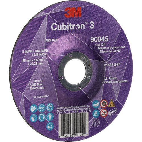 Cubitron 3 Cut-Off Wheel, 5" x 0.045", 7/8" Arbor, Type T27, Ceramic, 12250 RPM Nia-Chem Ltd.