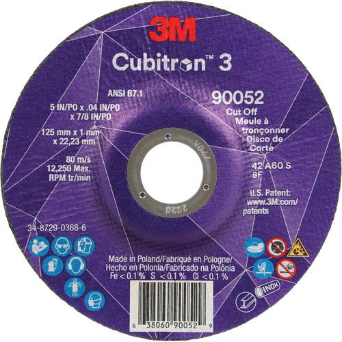 Meule &agrave; tronçonner Cubitron 3, 5" x 0,04", Arbre de 7/8", Type 27, C&eacute;ramique, 60 Tr/min Nia-Chem Ltd.