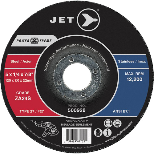 Power-Xtreme ZA24S Grinding Wheel, 5" x 1/4", 7/8" Arbor, Type 27 Nia-Chem Ltd.