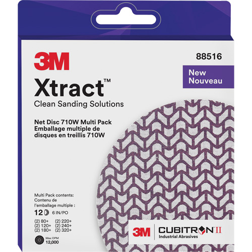 Xtract Cubitron II Net Disc 710W Multi Pack, 6" Dia., 80+/120+/240+/220+/320+/180+ Grit, Ceramic Nia-Chem Ltd.