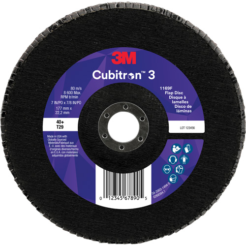 Cubitron 3 Conical  Flap Disc 1169F, 7" x 7/8", Type T29, 40+ Grit, Ceramic Nia-Chem Ltd.