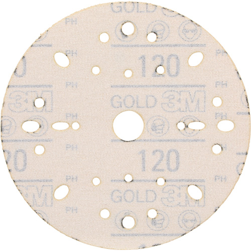Disque abrasif dor&eacute; Hookit, dia 6", Grain 120, Oxyde d'aluminium, Poids C Nia-Chem Ltd.