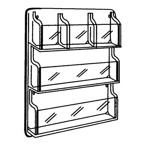 Literature Displays, Wall Mount, 9 Slots, Plastic, 30" W x 2" D x 36-7/8" H Nia-Chem Ltd.