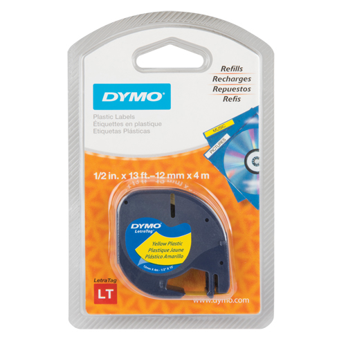 &eacute;tiquettes pour &eacute;tiqueteuse LetraTag Plus LT-100H, 12 mm x 13', Noir sur jaune Nia-Chem Ltd.