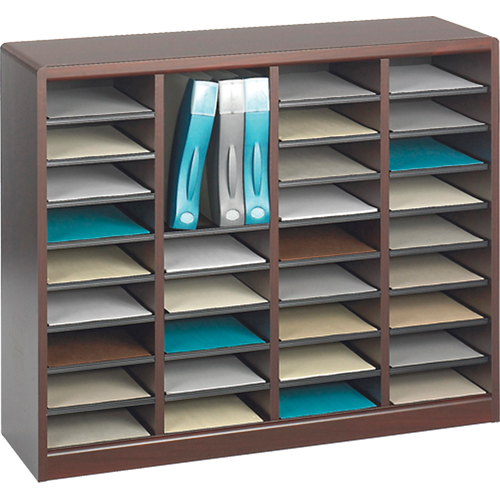 E-Z Stor&reg; Literature Organizer, Stationary, 36 Slots, Wood, 40" W x 3/4" D x 32-1/2" H Nia-Chem Ltd.