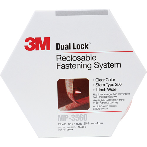 Attache refermable Dual Lock, Auto-appariement, 5 vg x 1", Adh&eacute;sif, Transparent Nia-Chem Ltd.