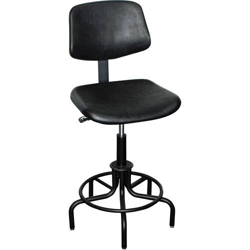 6000 Series Stool with Back, Stationary, Adjustable, 25" - 30", Polyurethane Seat, Black Nia-Chem Ltd.