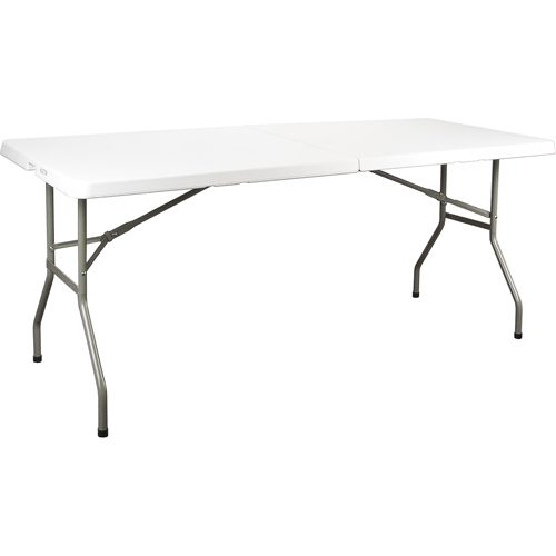 Fold-in-Half Table, Rectangular, 72" L x 30" W, Polyethylene, White Nia-Chem Ltd.