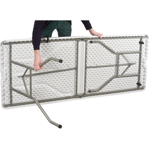 Fold-in-Half Table, Rectangular, 72" L x 30" W, Polyethylene, White Nia-Chem Ltd.