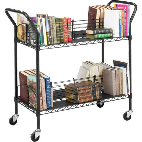 Double-Sided Wire Book Cart, 200 lbs. Capacity, Black, 18-3/4" D x 44" L x 39" H, Steel Nia-Chem Ltd.