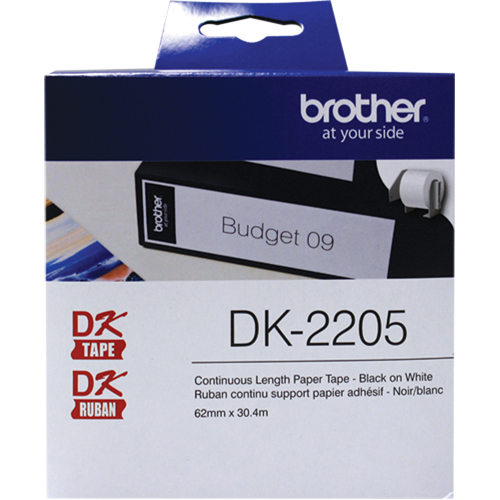DK Series Continuous Length Label Tape, Paper, Black on White, 2-1/2" Width Nia-Chem Ltd.