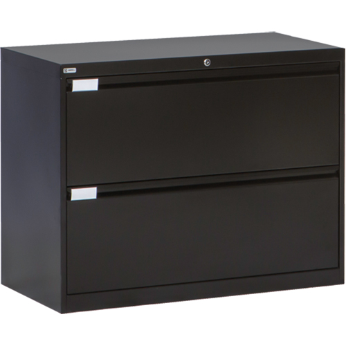 Lateral Filing Cabinet, Steel, 2 Drawers, 36" W x 18" D x 27-7/8" H, Black Nia-Chem Ltd.