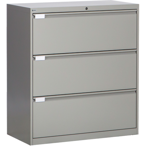 Lateral Filing Cabinet, Steel, 3 Drawers, 36" W x 18" D x 40-1/16" H, Grey Nia-Chem Ltd.