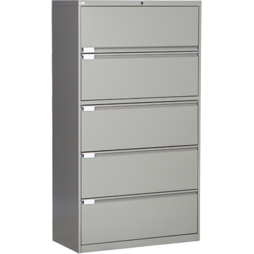 Classeur lat&eacute;ral, Acier, 5 tiroirs, 36" la x 18" p x 65-1/2" h, Gris Nia-Chem Ltd.