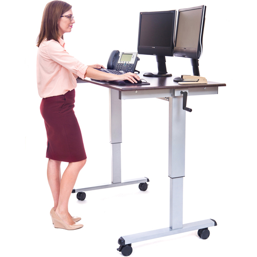 Adjustable Stand-Up Workstations, Stand-Alone Desk, 48-1/2" H x 48" W x 32-1/2" D, Walnut Nia-Chem Ltd.