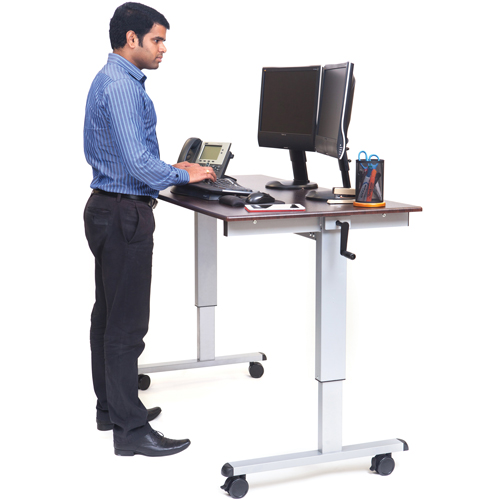 Adjustable Stand-Up Workstations, Stand-Alone Desk, 48-1/2" H x 59" W x 29-1/2" D, Walnut Nia-Chem Ltd.